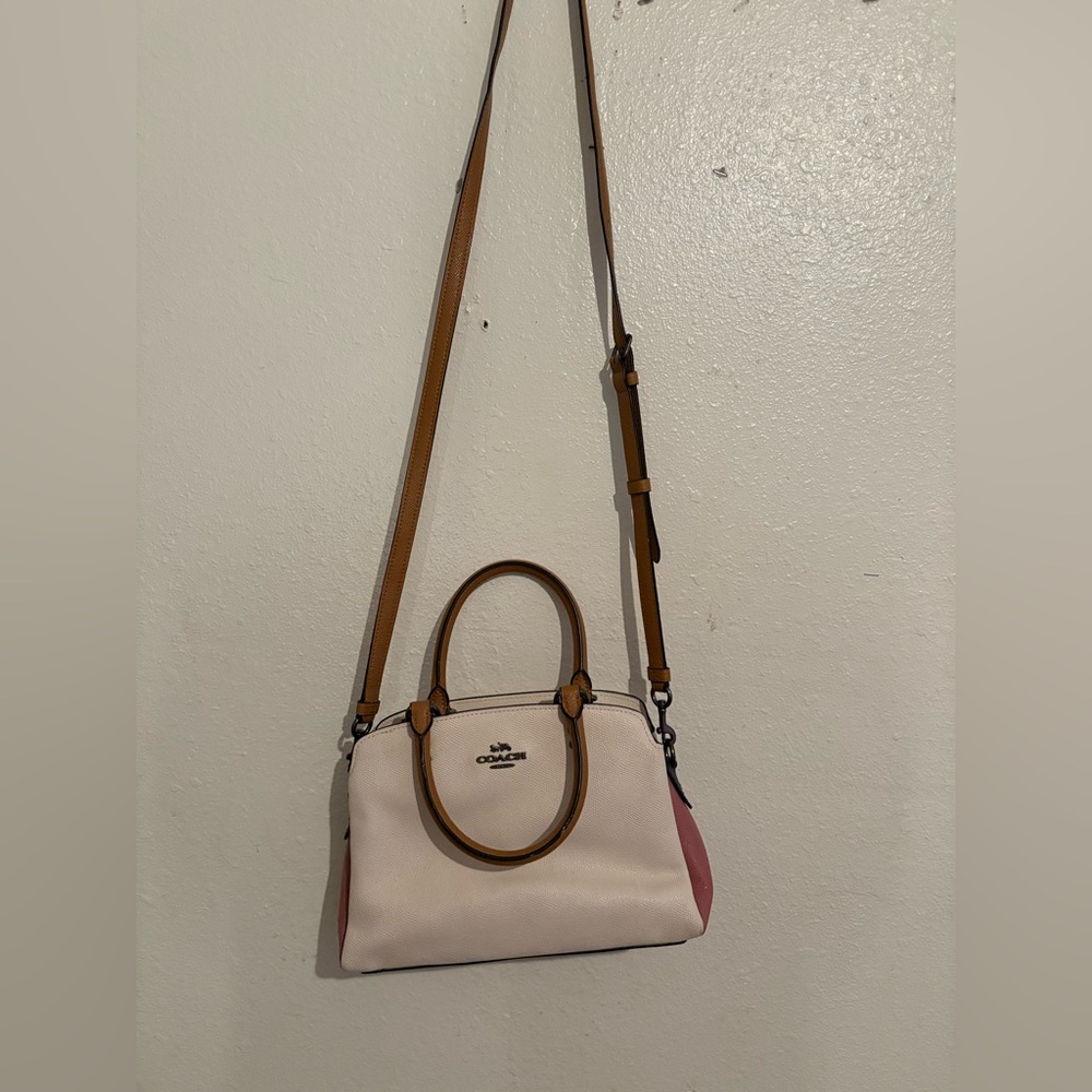Coach Cream/Brown/Pink  Leather Bag